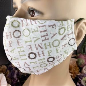 Handsewn Face Mask Faith, Love, Hope, Home